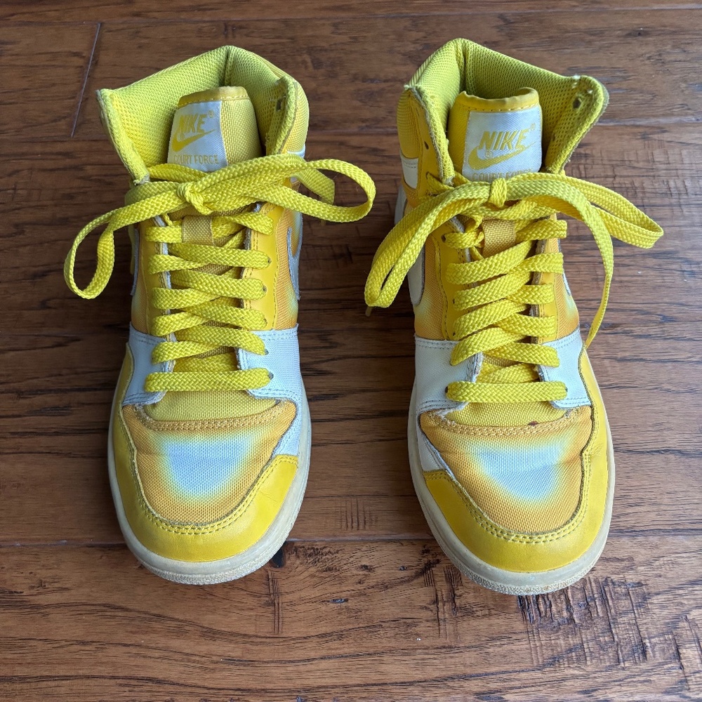 Nike Court Force High Women's High Top Shoes Yellow And White Size